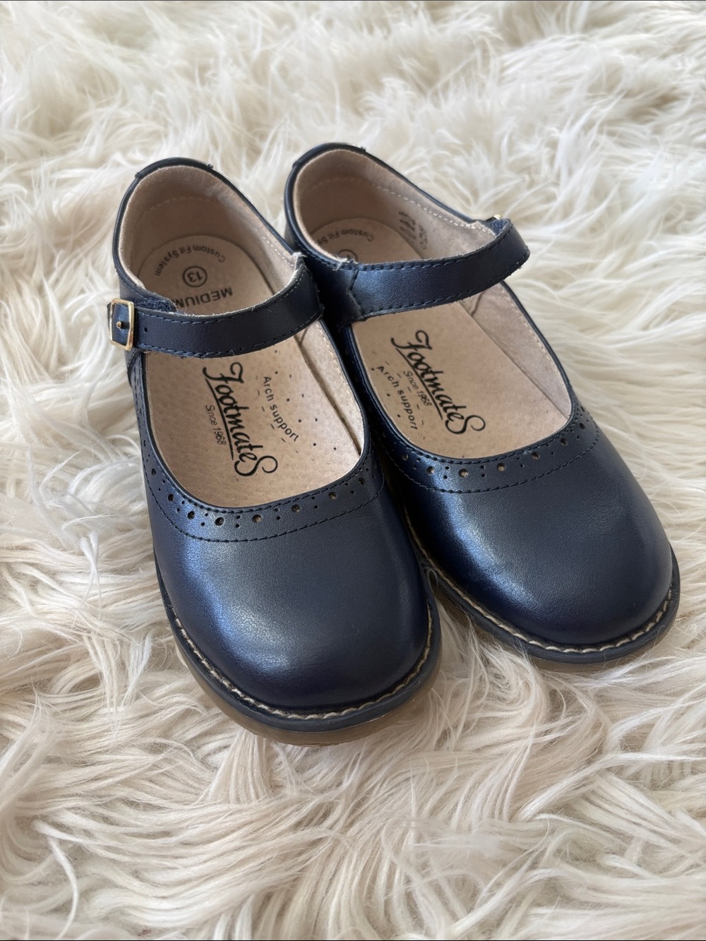 FootMates Girls Navy Mary Jane with Buckle Strap